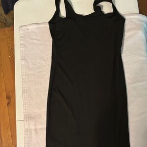 SHEIN Black Ribbed Mini Tank Dress